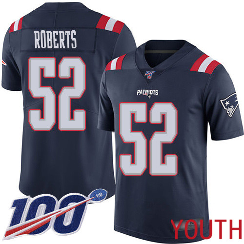 New England Patriots Football #52 100th Season Limited Navy Blue Youth Elandon Roberts NFL Jersey->youth nfl jersey->Youth Jersey